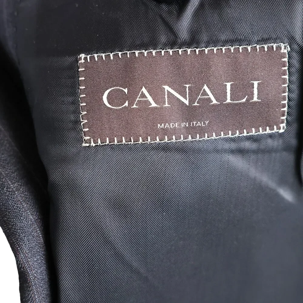 Canali Charcoal grey pinstripe pure wool mens suit jacket 52